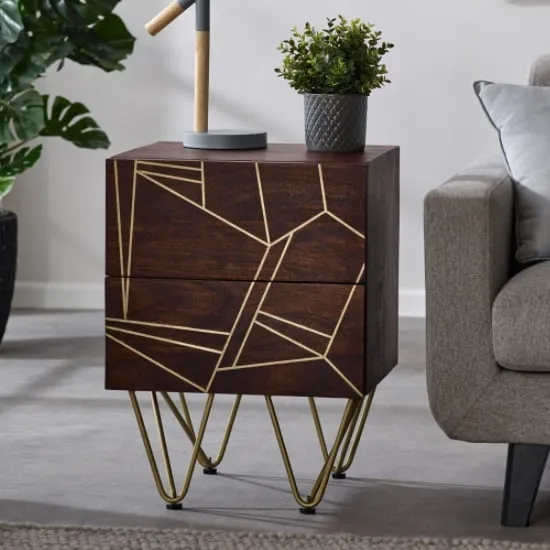 Chort Side Table with Storage - Dark Walnut, Mango Wood
