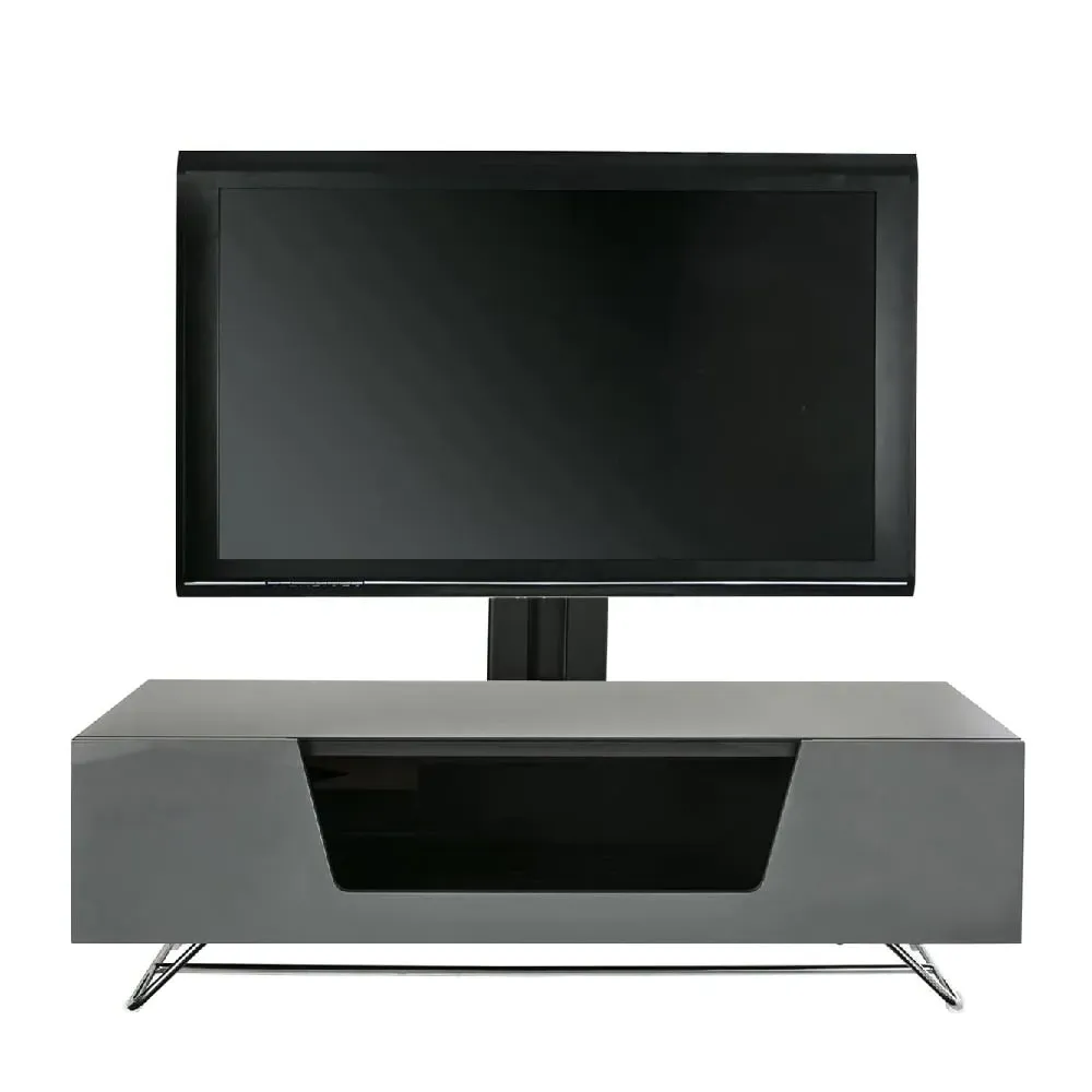 Chroma Large TV Stand with Bracket - Grey, High Gloss