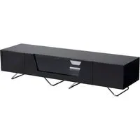 Chroma Large TV Stand with Flip Glass Door - Black, High Gloss