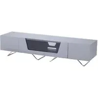 Chroma Large TV Stand with Steel Frame - Grey, High Gloss