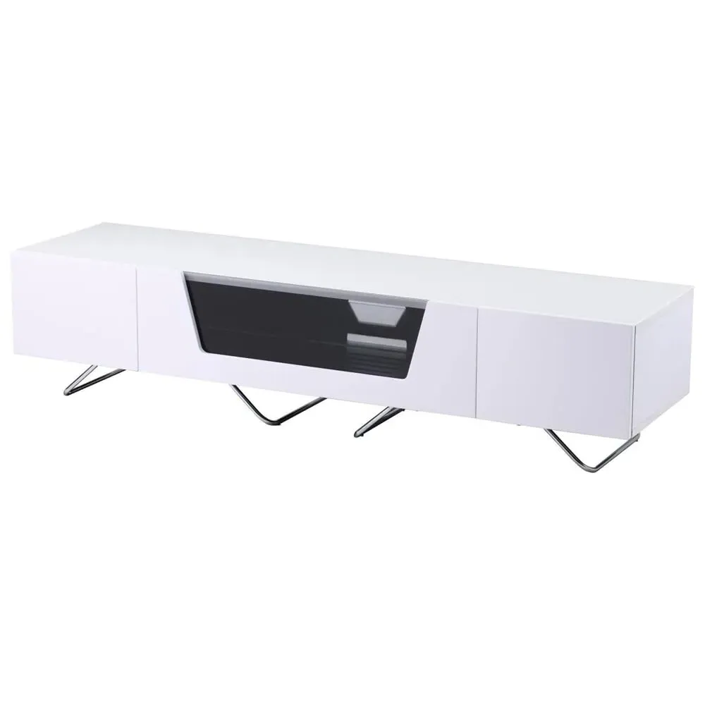 Chroma Large TV Stand with Steel Frame - White, High Gloss