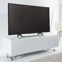 Chroma Medium TV Stand with Flip Door - White, High Gloss