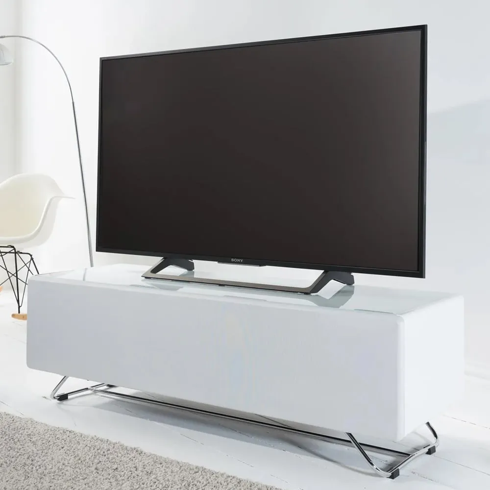 Chroma Medium TV Stand with Flip Door - White, High Gloss image