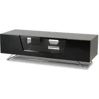 Chroma Medium TV Stand with Flip Glass Door - Black, High Gloss