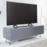 Chroma Medium TV Stand with Steel Frame - Grey, High Gloss