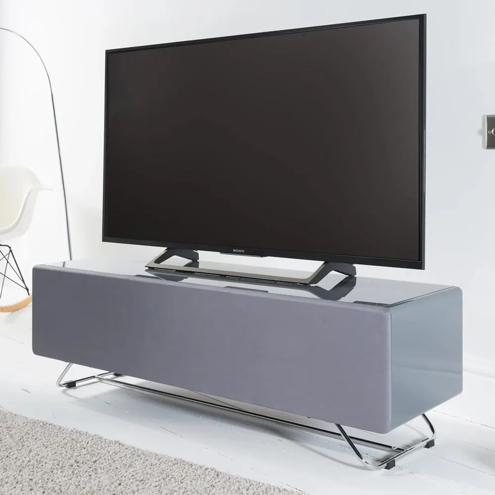 Chroma Medium TV Stand with Steel Frame - Grey, High Gloss