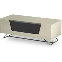 Chroma Small TV Stand with Flip Glass Door - Ivory, High Gloss