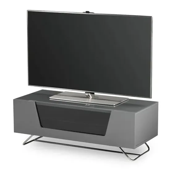 Chroma Small TV Stand with Steel Frame - Black, High Gloss