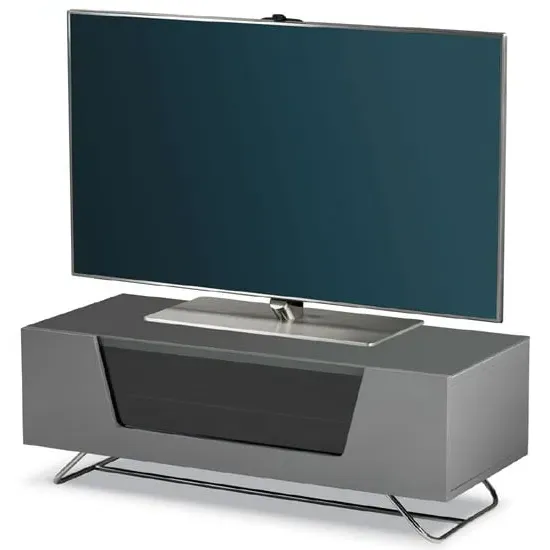 Chroma Small TV Stand with Steel Frame - Grey, High Gloss