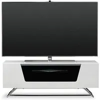 Chroma Small TV Stand with Steel Frame - White, High Gloss