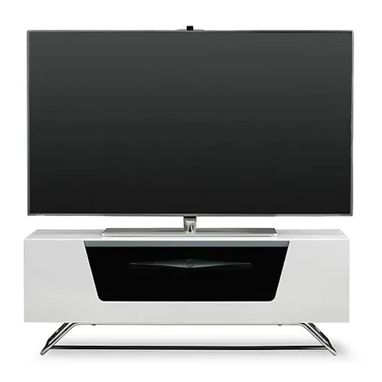 Chroma Small TV Stand with Steel Frame - White, High Gloss