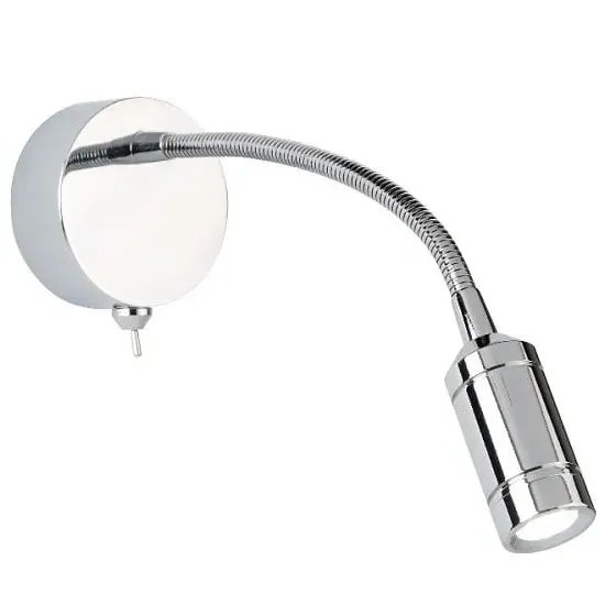 Chrome Flexi Arm Round Base LED Wall Light - Chrome image