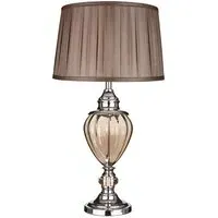 Chrome Table Lamp with Amber Glass - Brown
