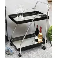 Chulavista Drinks Trolley with Bottle Stand - Chrome, Metal