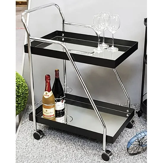 Chulavista Drinks Trolley with Bottle Stand - Chrome, Metal