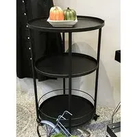 Chulavista Round Drinks Trolley - Black, Metal