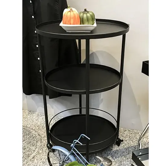 Chulavista Round Drinks Trolley - Black, Metal image