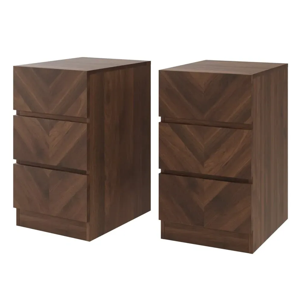 Ciana Bedside Cabinets Pair - Walnut