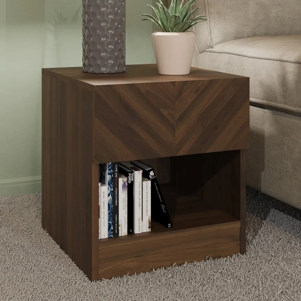 Ciana Lamp Table with 1 Drawer - Walnut image