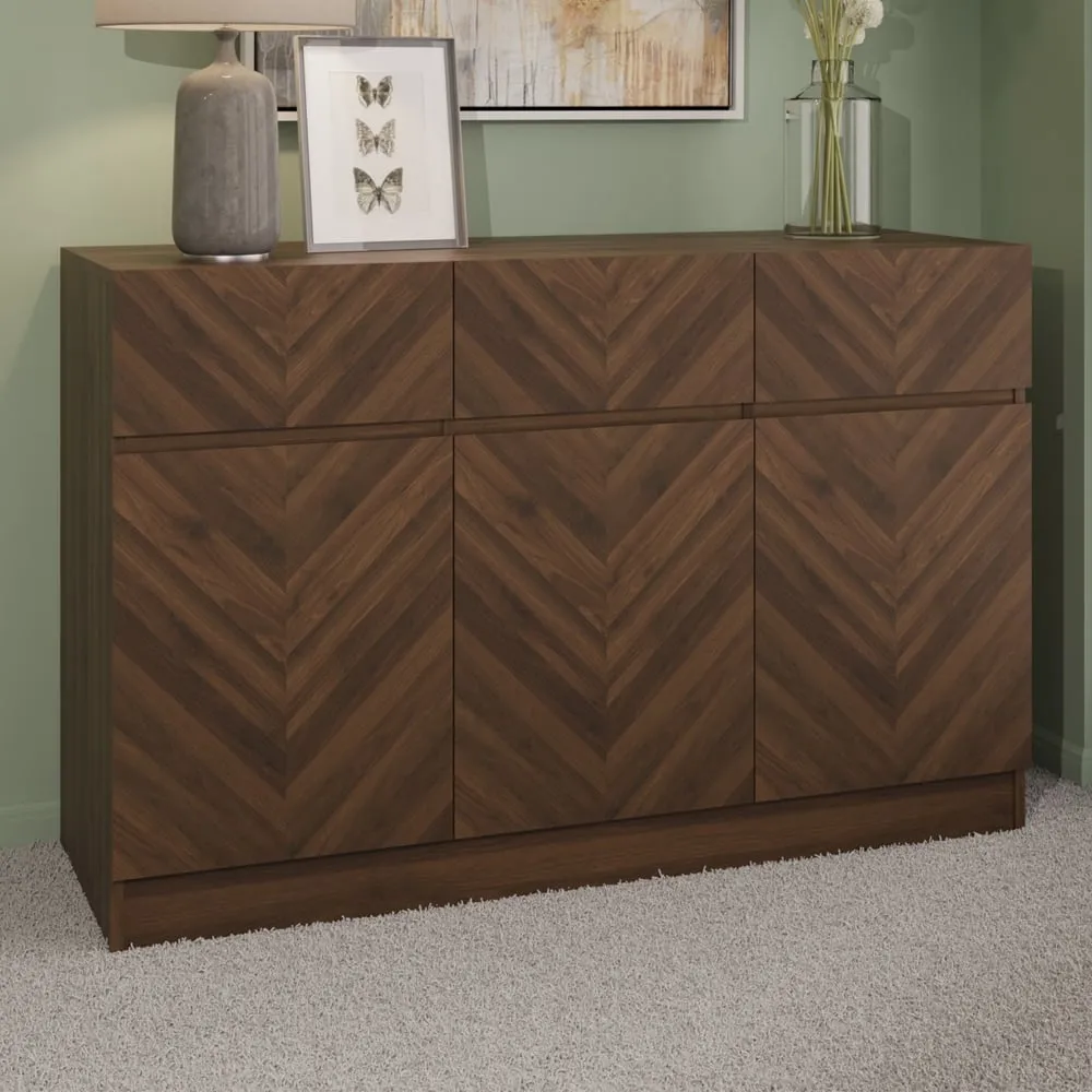Ciana Sideboard with 3 Doors 3 Drawers - Walnut