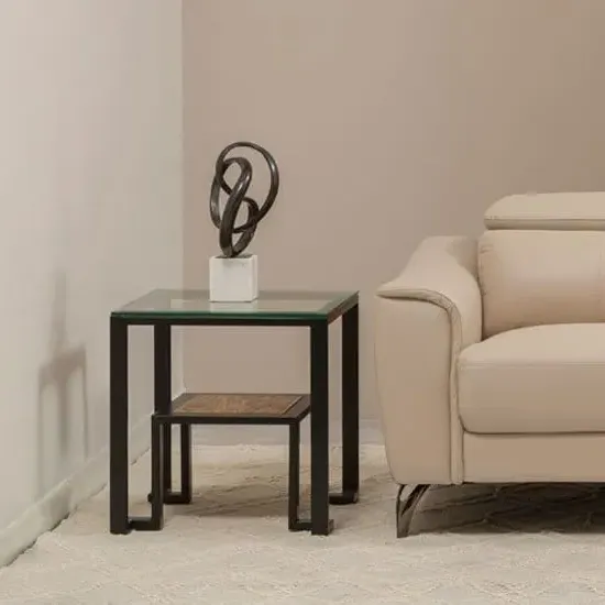 Ciao Clear Glass Side Table - Clear, Metal image