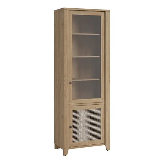 Cicero Display Cabinet with 2 Doors - Oak, Rattan Effect