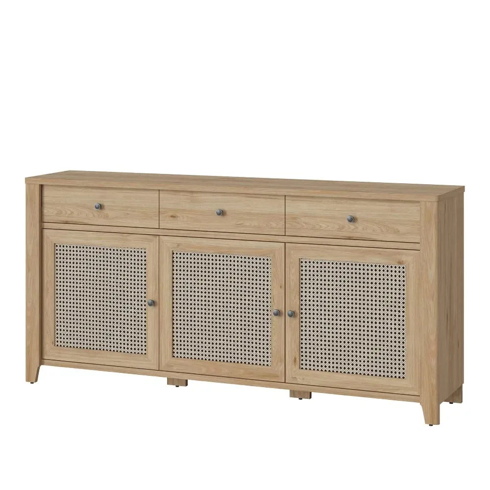 Cicero Wooden Sideboard with 3 Doors 3 Drawers - Oak image