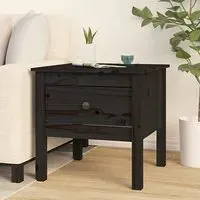 Ciella Side Table with Drawer - Black, Pine Wood