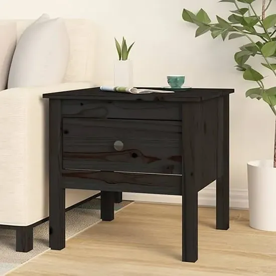 Ciella Side Table with Drawer - Black, Pine Wood image