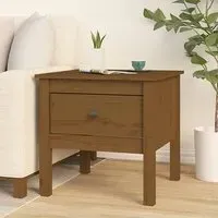 Ciella Side Table with Drawer - Brown, Pine Wood