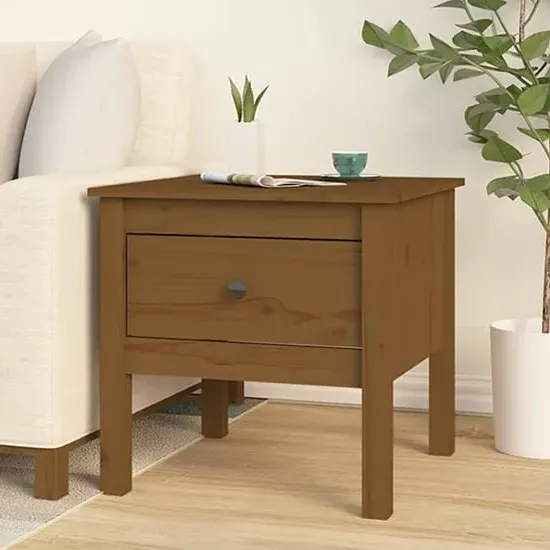 Ciella Side Table with Drawer - Brown, Pine Wood