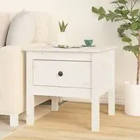 Ciella Side Table with Drawer - White, Pine Wood