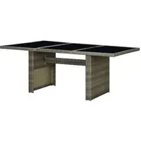 Cielo Garden Glass Top Dining Table - Brown, Poly Rattan