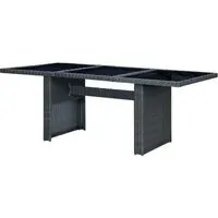 Cielo Garden Glass Top Dining Table - Dark Grey, Poly Rattan