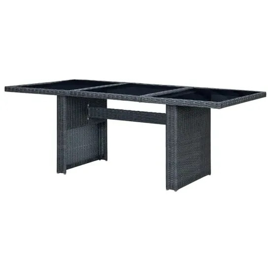 Cielo Garden Glass Top Dining Table - Dark Grey, Poly Rattan