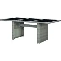 Cielo Garden Glass Top Dining Table - Light Grey, Poly Rattan