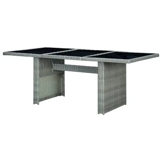 Cielo Garden Glass Top Dining Table - Light Grey, Poly Rattan