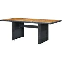 Cielo Garden Wooden Dining Table - Dark Grey, Poly Rattan