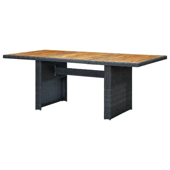 Cielo Garden Wooden Dining Table - Dark Grey, Poly Rattan