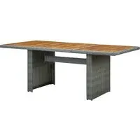 Cielo Garden Wooden Dining Table - Light Grey, Poly Rattan