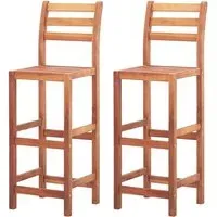 Cienna Wooden Bar Chairs Set of 2 - Natural, Acacia