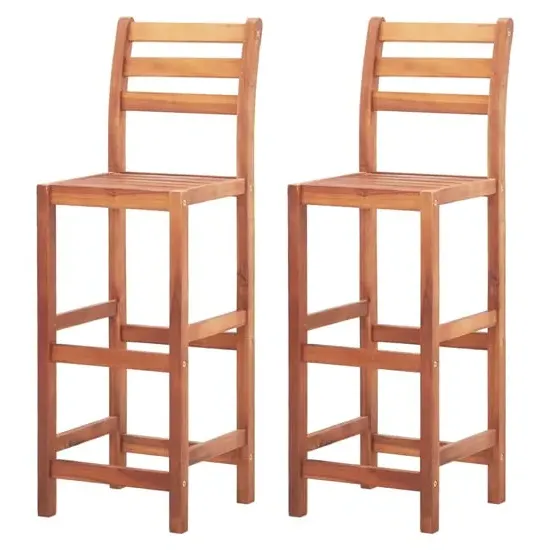 Cienna Wooden Bar Chairs Set of 2 - Natural, Acacia image