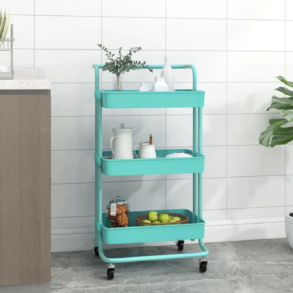 Cincinnati 3-Tier Kitchen Trolley - Turquoise, ABS Plastic product