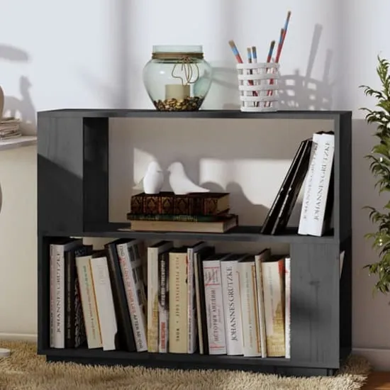 Ciniod Bookcase and Room Divider - Grey, Pinewood
