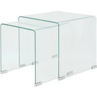Ciqala Set of 2 Nesting Tables - Clear, Tempered Glass alternate view