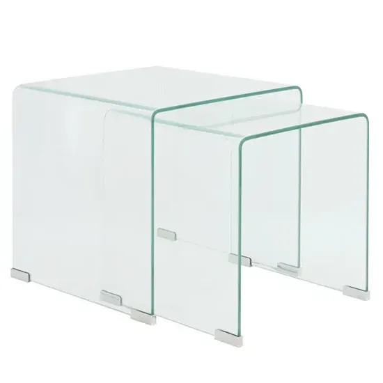 Ciqala Set of 2 Nesting Tables - Clear, Tempered Glass product