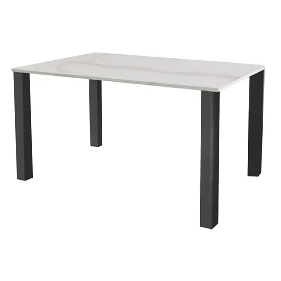Circa Rectangular Dining Table - White Marble Effect, Glass
