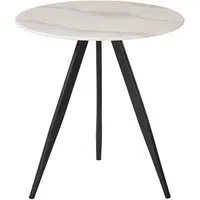 Circa Round Lamp Table - White Marble Effect, Glass