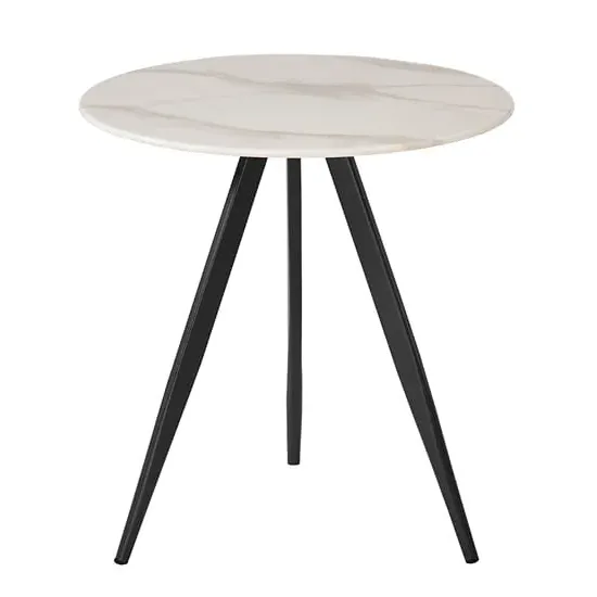 Circa Round Lamp Table - White Marble Effect, Glass image