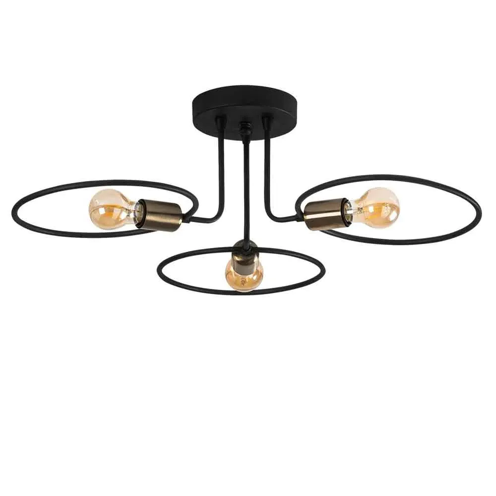 Circle 3-Light Ceiling Light - Black, Metal product